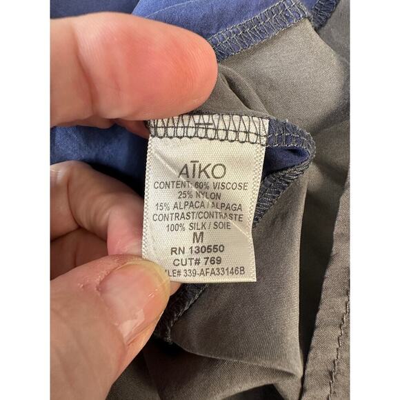 AIKO Reformation Women Dress Alpaca Silk Viscose Colorblock Quiet Luxury M - Picture 11 of 11